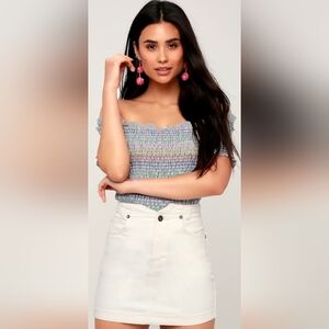 Free People White Denim Skirt